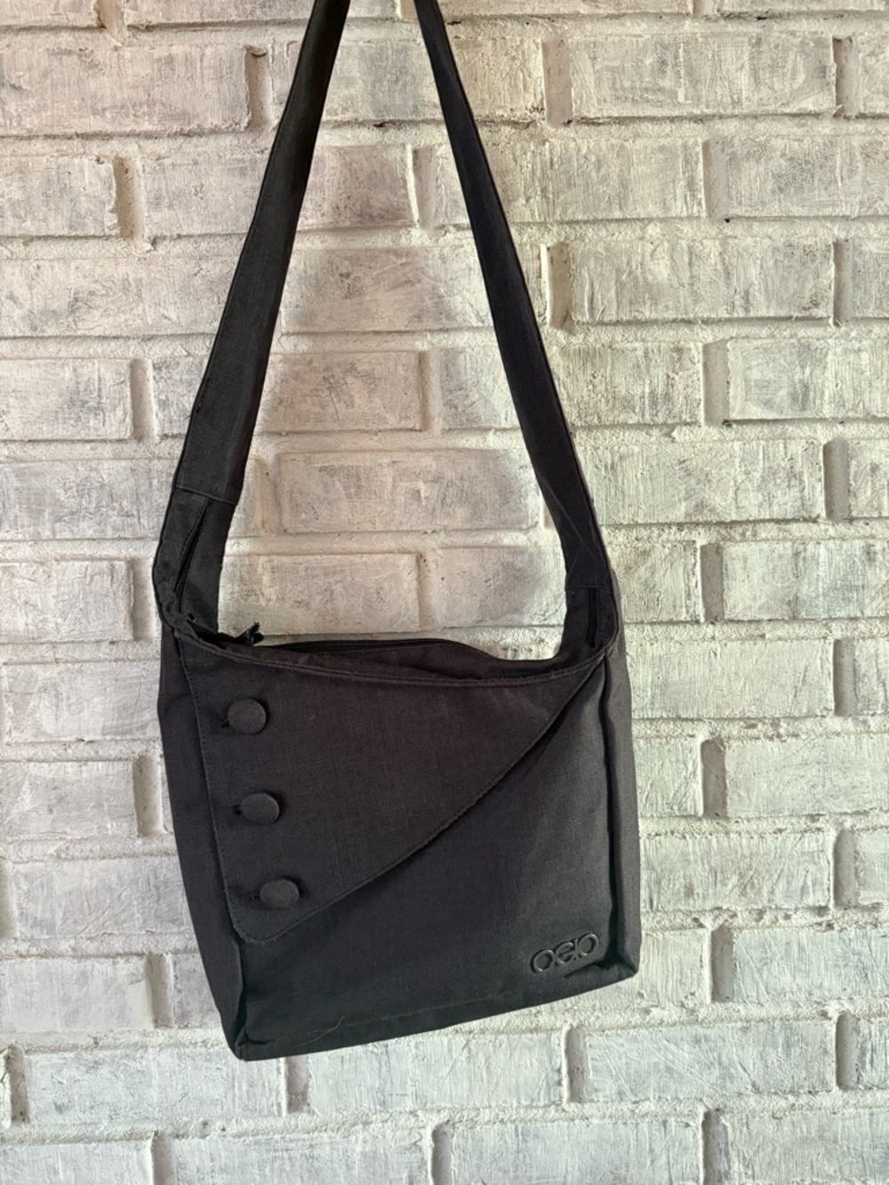OGIO Black Canvas Messenger Bag with Asymmetrical Flap